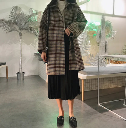 Plaid Wool Coat for Students - My Store