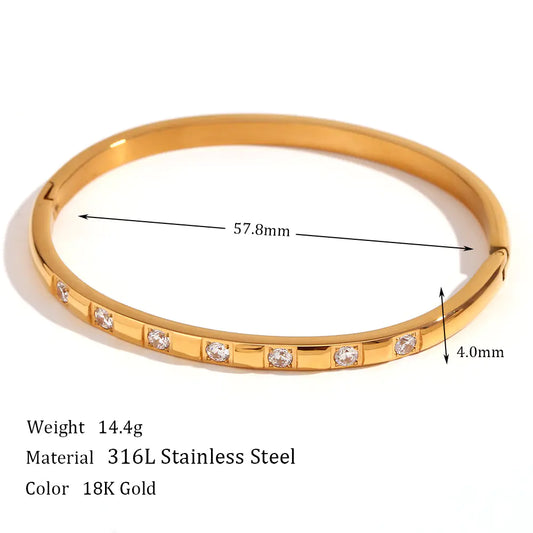18K Gold Plated Stainless Steel Zircon Buckle Bracelet - My Store