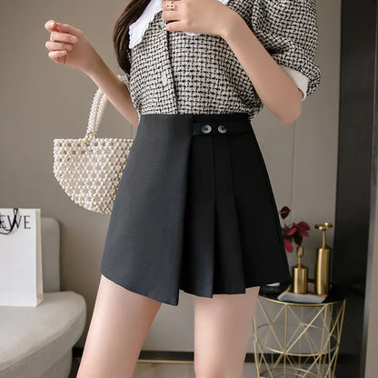 Pleated Skirt Pants - Thin Wide-Legged A-Line Shorts - My Store