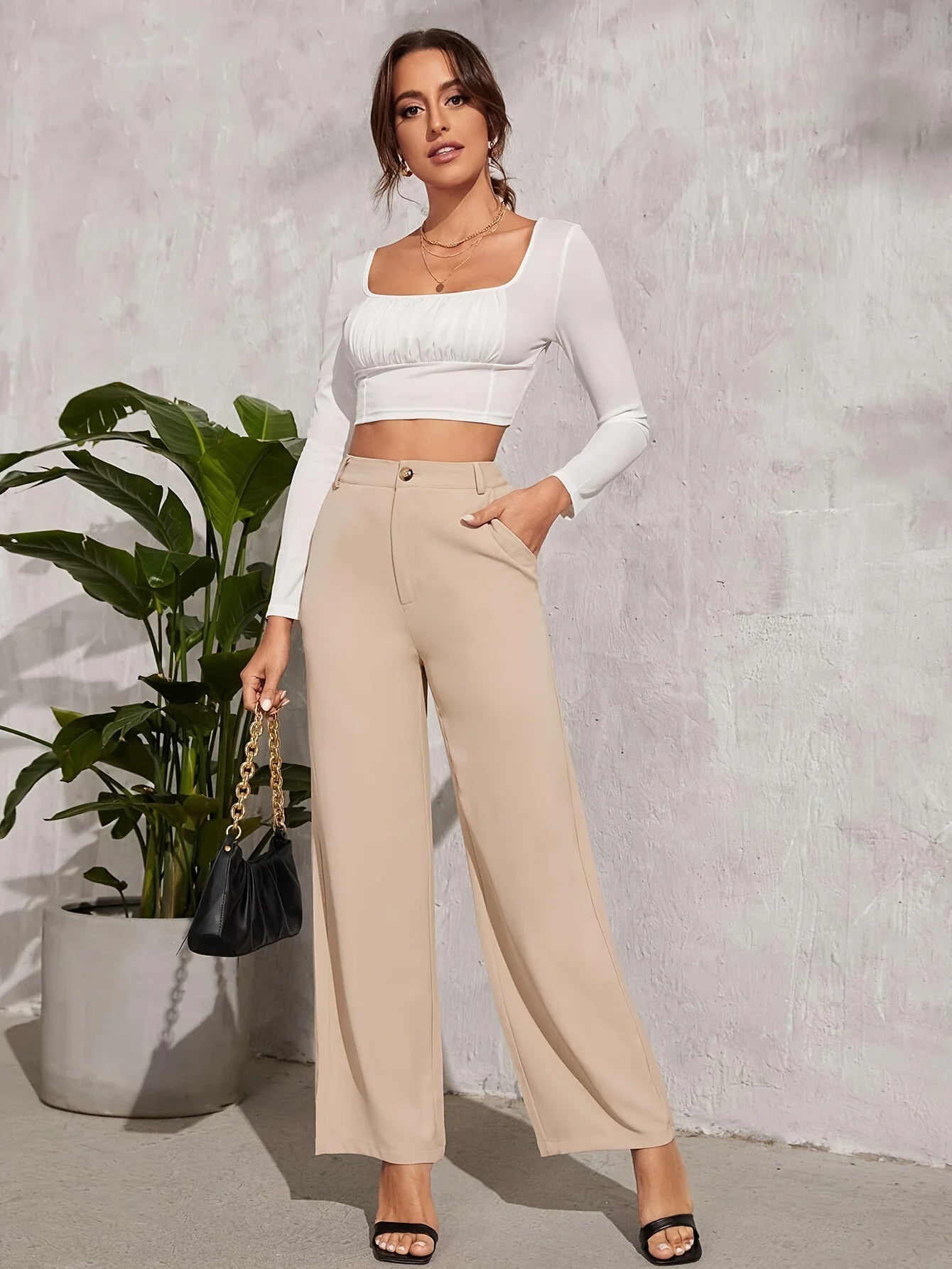 Wide Leg Loose Commuter Trousers - My Store