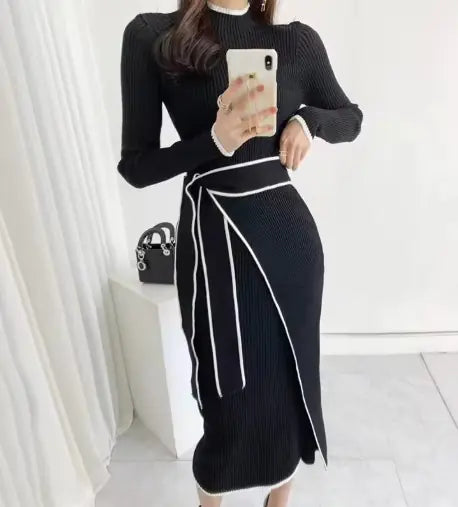 Turtleneck Rib Bandage Bodycon Sweater Dress - My Store