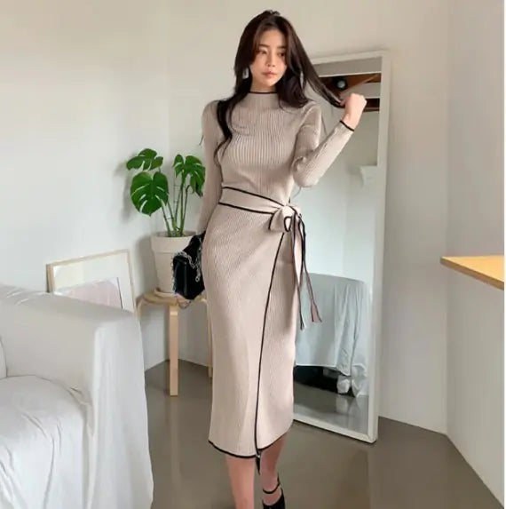 Turtleneck Rib Bandage Bodycon Sweater Dress - My Store