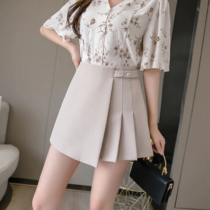 Pleated Skirt Pants - Thin Wide-Legged A-Line Shorts - My Store