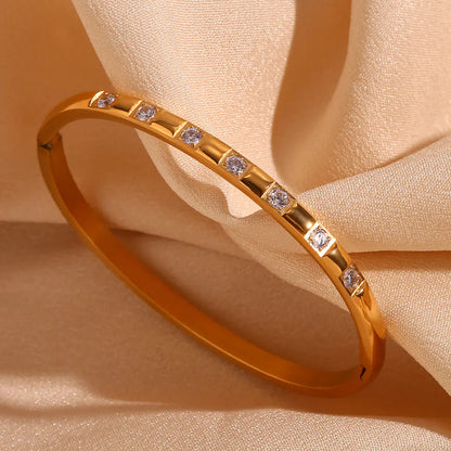 18K Gold Plated Stainless Steel Zircon Buckle Bracelet - My Store
