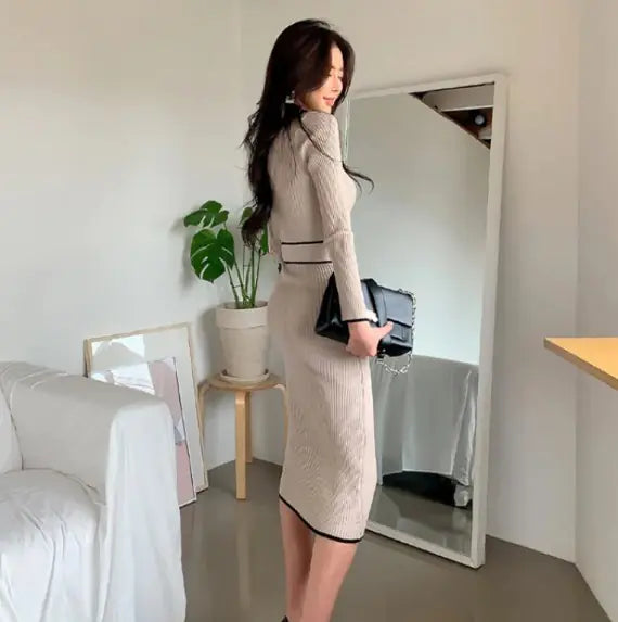 Turtleneck Rib Bandage Bodycon Sweater Dress - My Store