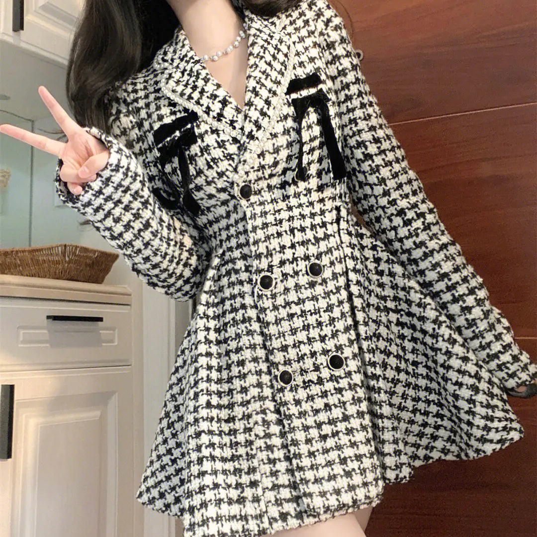 Sweet Plaid Long-Sleeved Dress for Autumn & Winter - My Store