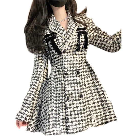 Sweet Plaid Long-Sleeved Dress for Autumn & Winter - My Store