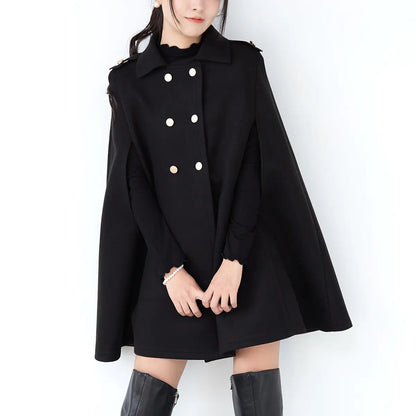 Women's Cotton Plaid Cloak Jacket with Stand Collar - My Store