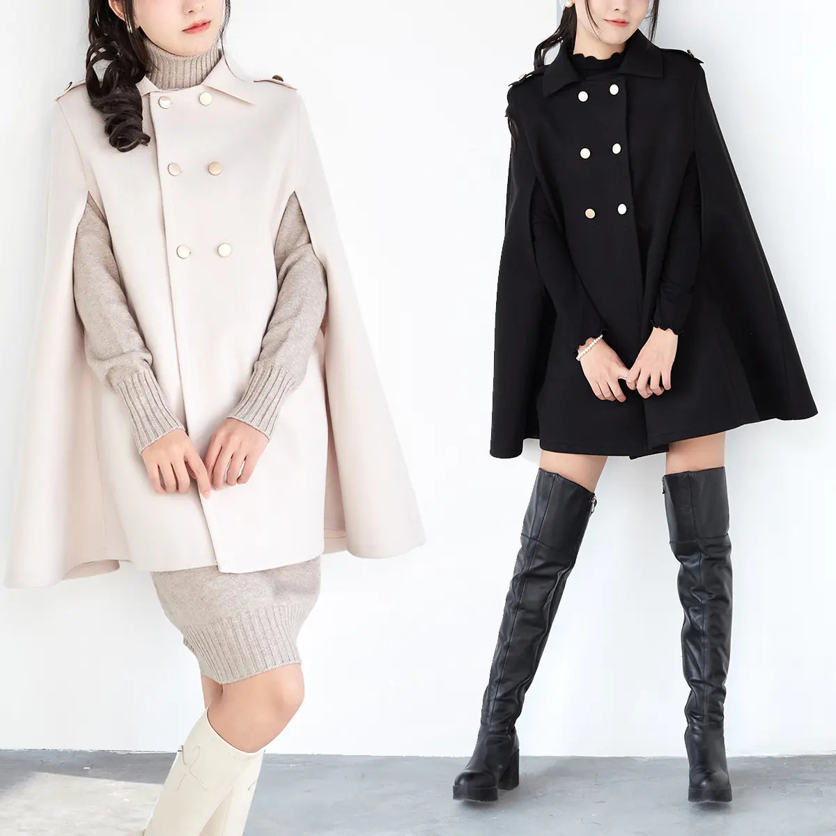 Women's Cotton Plaid Cloak Jacket with Stand Collar - My Store